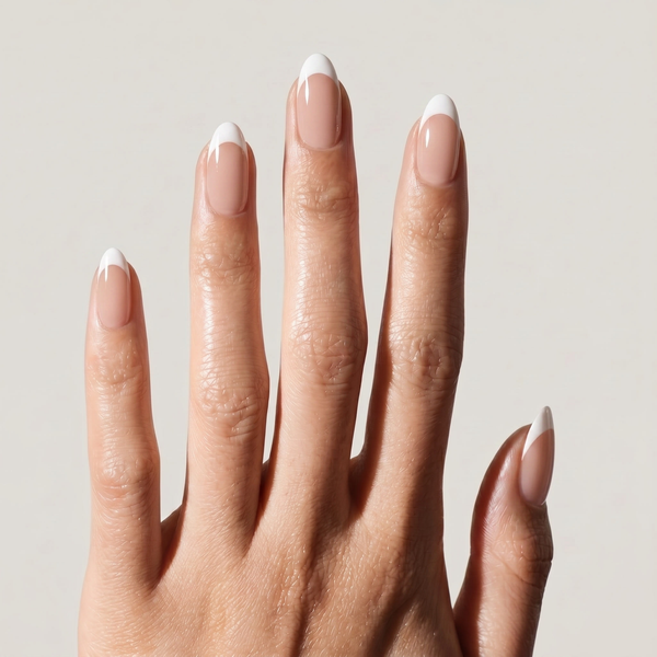 Classic French — press-on nails in medium oval