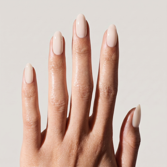 Milky Glaze — press-on nails in medium oval