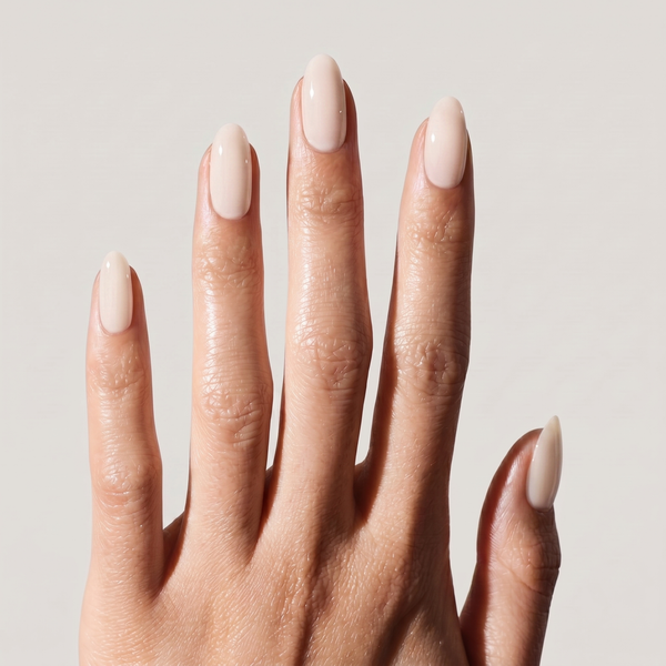 Milky Glaze — press-on nails in medium oval