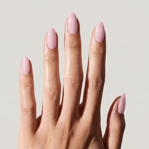Soft Rose — press-on nails in medium oval