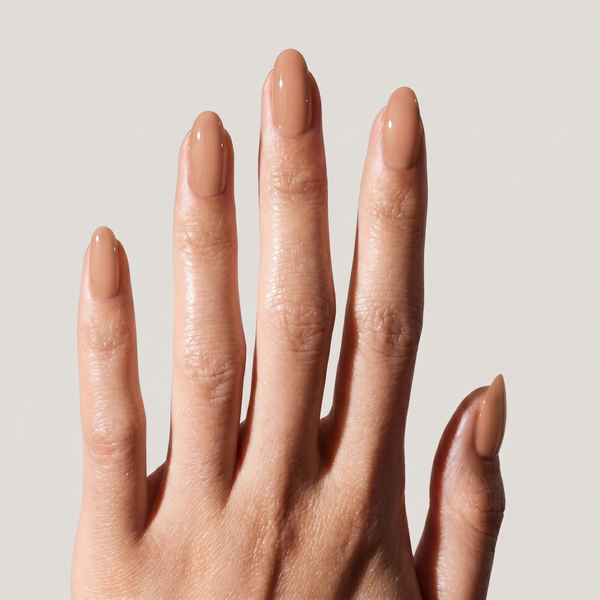Warm Sand — press-on nails in medium oval